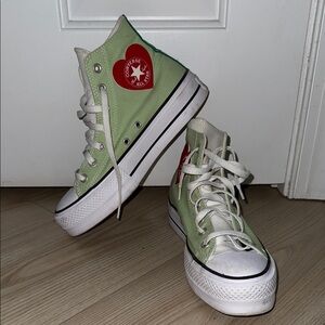 Converse All Star Green Platform High-tops